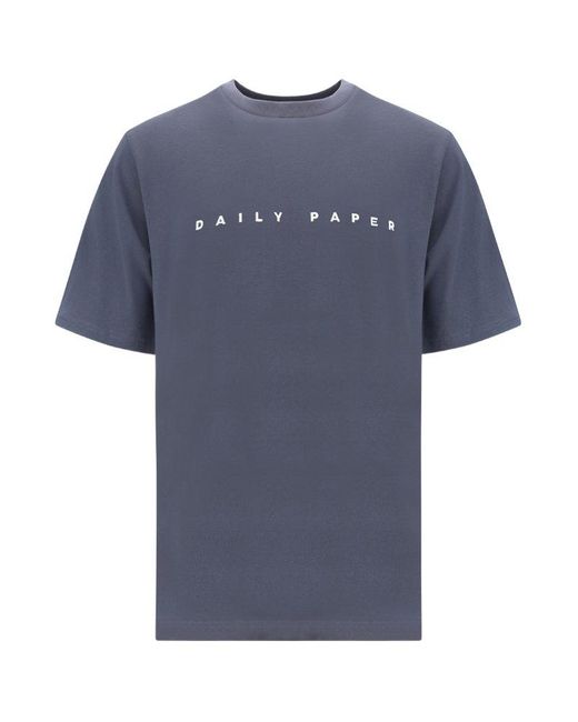 Daily Paper Blue Logo Embroidered Crewneck T-shirt for men