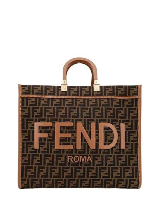 Fendi Brown Ff Jacquard Sunshine Large Shopper Bag