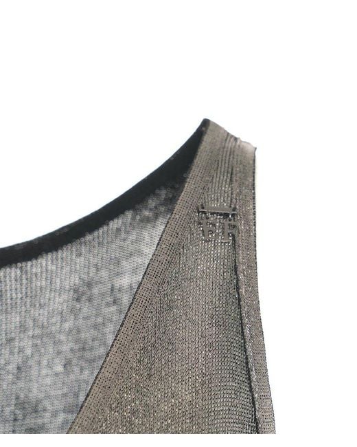 Elisabetta Franchi Gray Sleeveless Slit Detailed Midi Dress