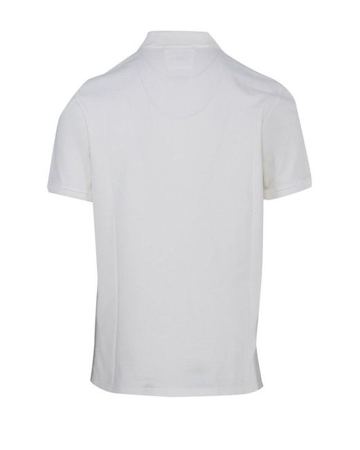 C P Company White Logo Patch Polo Shirt for men