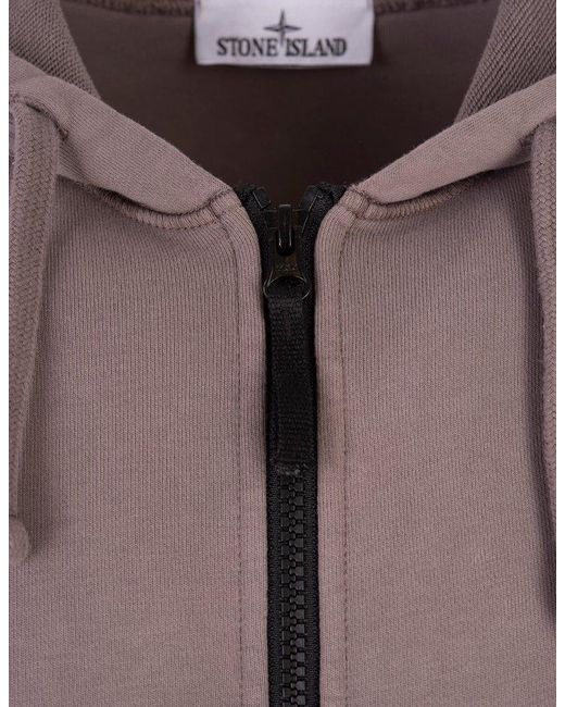 Stone Island Brown Dove Cotton Zipped Hoodie for men