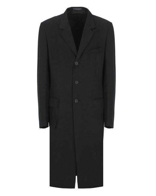 Yohji Yamamoto Black Long Sleeved Single Breasted Coat for men