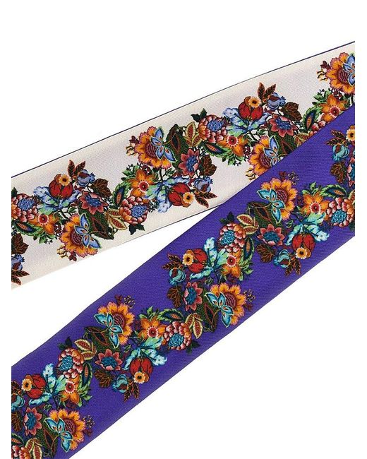 Etro Blue Floral Printed Scarf
