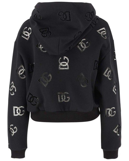 Dolce & Gabbana Black Cut-out Dg Logo Jersey Hoodie