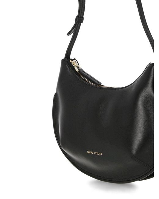 MANU Atelier Black Logo Printed Shoulder Bag