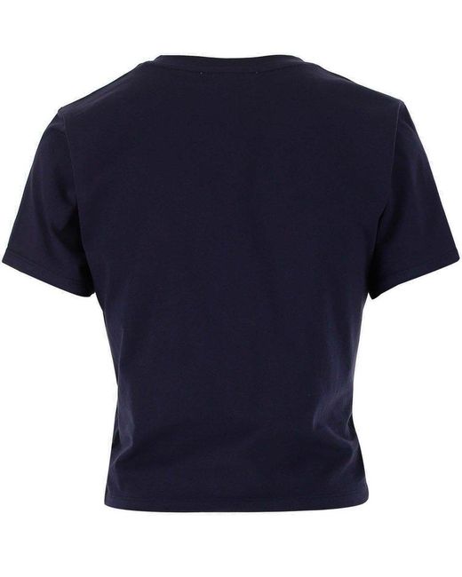 MICHAEL Michael Kors Blue Gathered-detail Cotton T-shirt