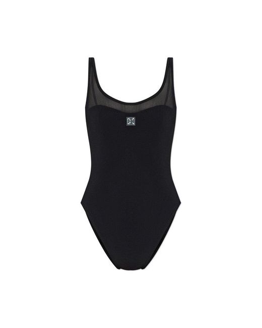 Tory Burch Black Mesh Monogram Swimsuit