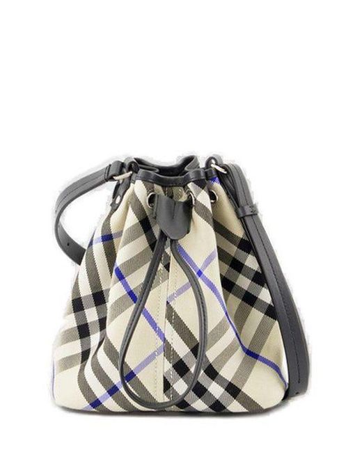 Burberry Multicolor Mini Checked Drawstring Bucket Bag