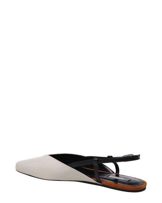 AMI White Leather Slingbacks