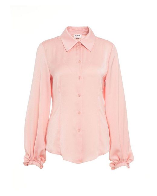 Blugirl Blumarine Pink Satin Button-up Shirt