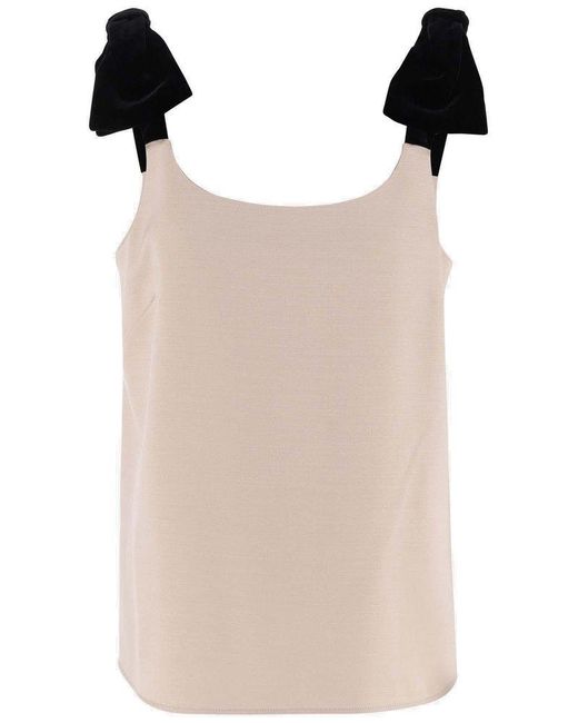 Chloé Natural Wool And Silk Top With Bow Detail