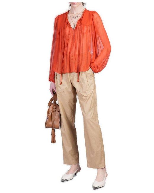 Isabel Marant Orange Ametissa Tie Fastened Blouse