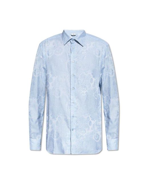 Etro Blue Jacquard Shirt, , Light for men