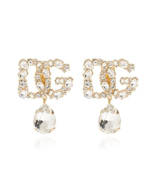 Dolce & Gabbana White Crystal Clip-On Earrings