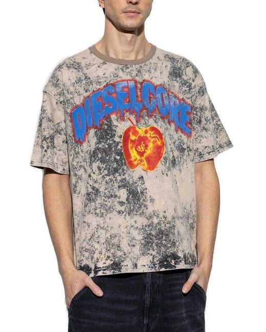 DIESEL White T-Boxt-R9 Logo Printed Crewneck T-Shirt for men