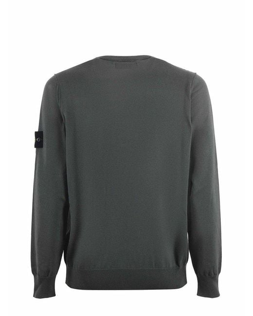 Stone Island Gray Compass Patch Crewneck Jumper for men