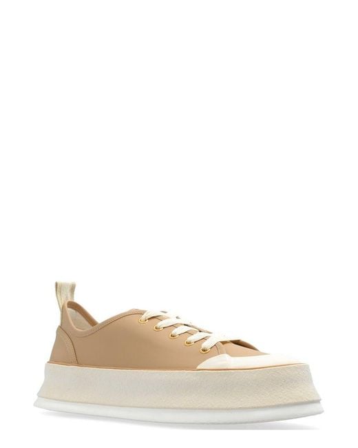 Max Mara Brown Leather Platform Sneakers