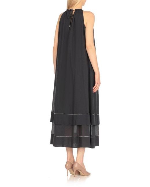 Peserico Black Layered Maxi Dress
