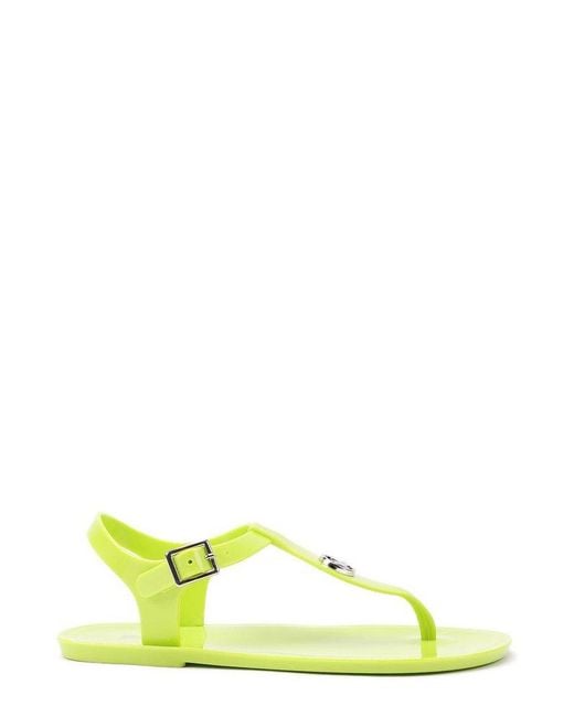 Michael Kors Yellow Thong-strap Logo Plaque Sandals