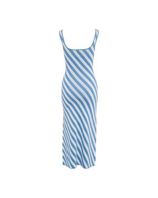 Staud Blue Katie Sleeveless Striped Midi Dress