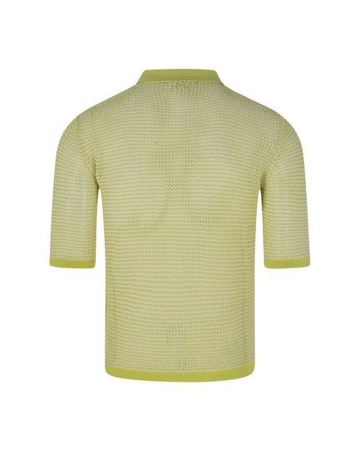Bottega Veneta Green Fishnet Polo Shirt for men