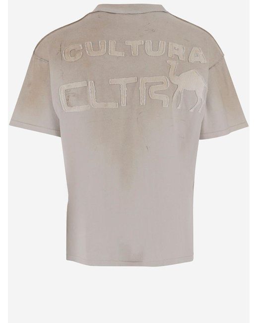 Cultura White Distressed Logo T-Shirt for men