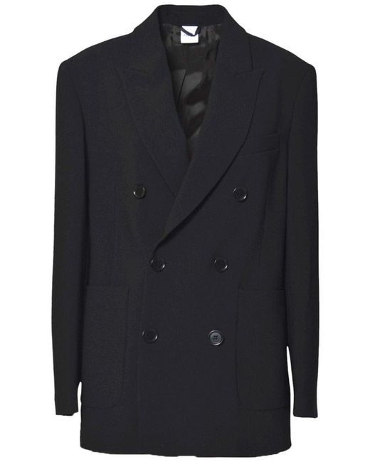 Aspesi Blue Double-breasted Crepe Jacket