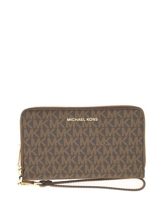 MICHAEL Michael Kors Gray Large Logo Wristlet Wallet