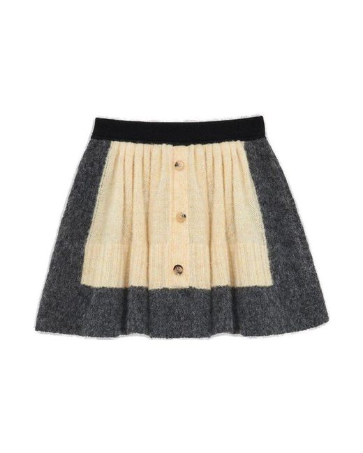 Loewe Natural Colour-block Knitted Skirt
