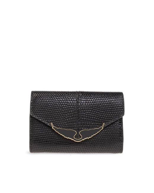 Zadig & Voltaire Black 'borderline Mini' Leather Wallet,