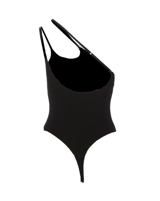 Elisabetta Franchi Black Jersey Body With Asymmetrical Neckline