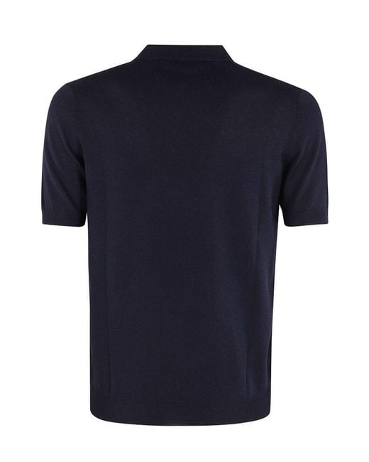 Tagliatore Blue Keith Short-Sleeved Knitted Polo Shirt for men