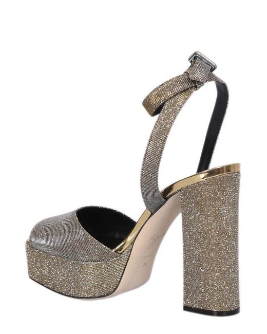 Giuseppe Zanotti Metallic New Betty Embellished Platform Sandals