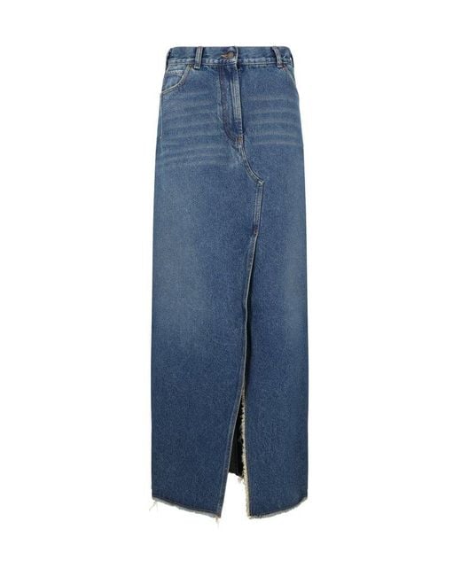 DARKPARK Blue Emma Distressed Denim Maxi Skirt