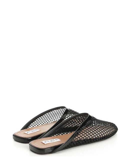 Alaïa Fishnet Mules in Black | Lyst