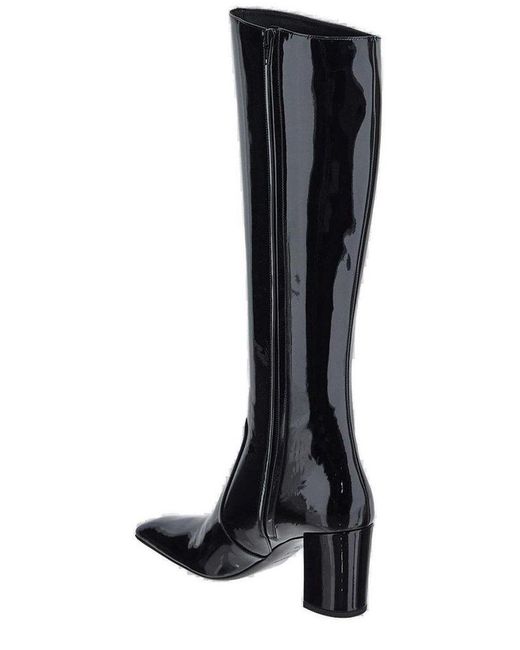 Saint Laurent Black Lauren Square Toe Boots