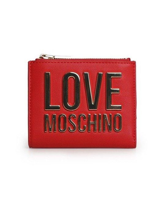 Love Moschino Red Logo Plaque Bi-fold Wallet