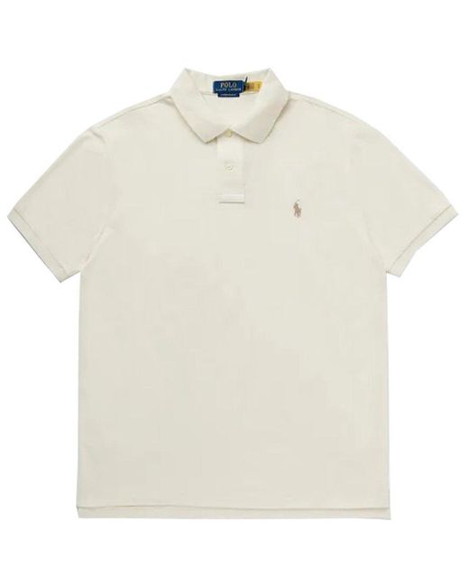 Polo Ralph Lauren White Pony Embroidered Polo Shirt for men