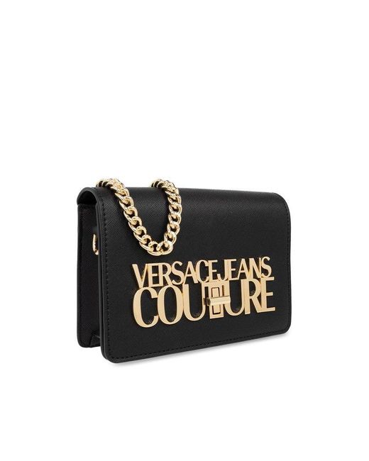 Versace Jeans Black Logo-letteringr Crossbody Bag