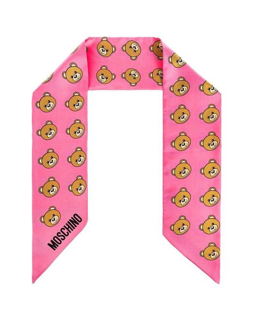 Moschino Pink Teddy Bear Pointed-tips Scarf for men