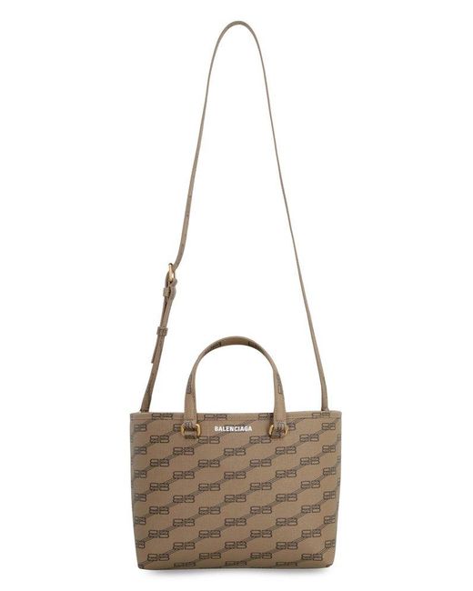 Balenciaga Brown Signature Small East-west Coated Canvas Tote