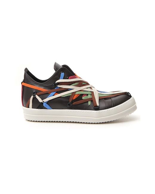 Rick Owens Black Multicoloured Lace Sneakers for men