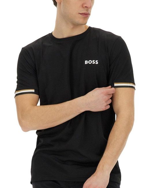 Boss Black Logo Printed Crewneck T-Shirt for men