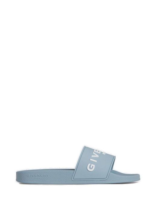 Givenchy Blue Logo Detailed Open Toe Slides for men