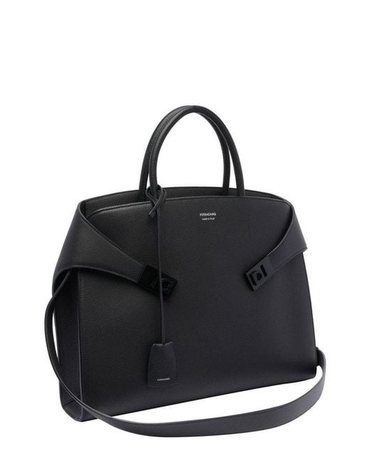 Ferragamo Black Hug Logo Printed Briefcase for men