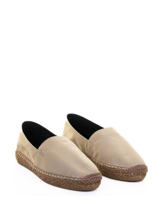 Saint Laurent Brown Logo Embroidered Slip-On Espadrillas