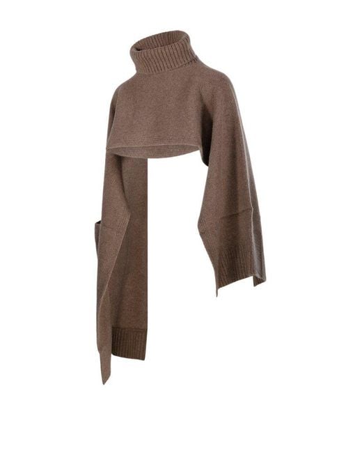 Sandbeige Brown Cropped Turtleneck Sweater