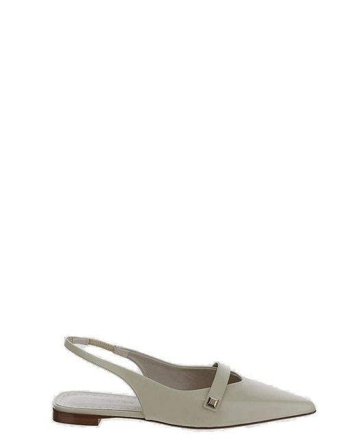 Max Mara White Pointed Toe Slingback Flat Shoes