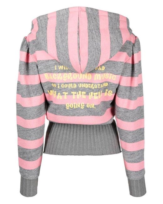 Cormio Gray Striped Knitted Hoodie