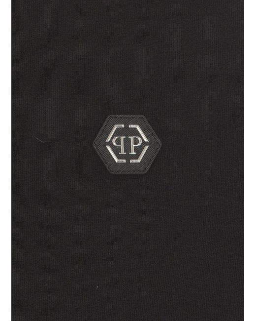 Philipp Plein Black Logo Plaque Zipped Hoodie for men
